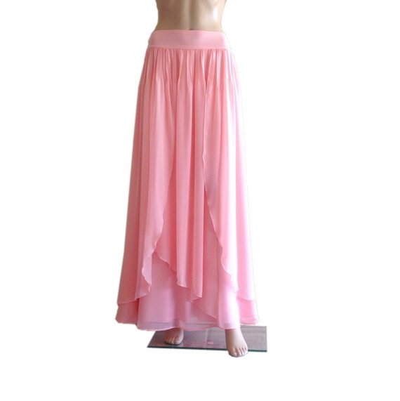 Pink Bridesmaid Skirt . Pink Floor Length Skirt. Chiffon Maxi | Etsy