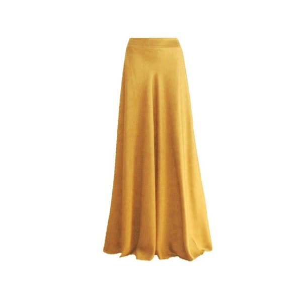 Dark Gold Maxi Skirt. Silk Floor Length Skirt. Dark Gold Bridesmaid Skirt. Long Evening Skirt.