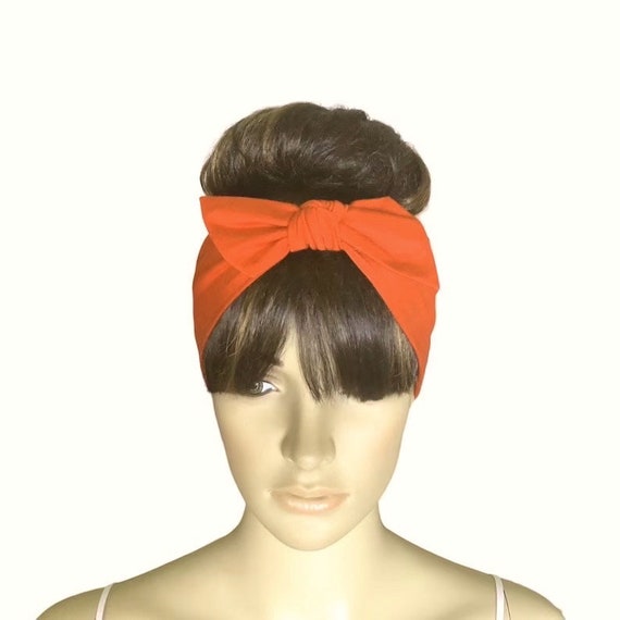 Orange Bow Cotton Spandex Hair Stretch