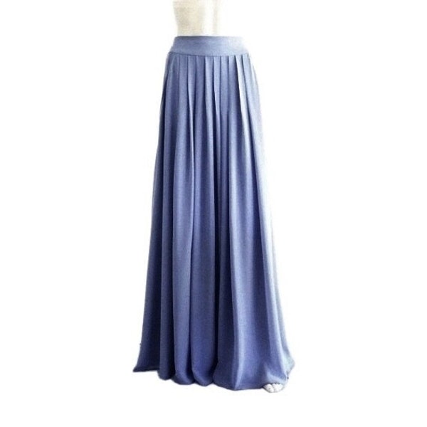 Dark Steel Blue Maxi Skirt. Dark Steel Blue Bridesmaid Skirt. Long Evening Skirt. Chiffon Floor Length Skirt.