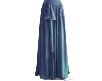 Teal Blue Maxi Skirt. Teal Blue Bridesmaid Skirt. Long Evening Skirt. Chiffon Floor Length Skirt.