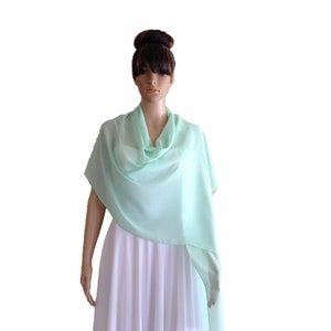 Light Mint Green Long Scarf. Light Mint Wrap Scarf. Soft Chiffon Scarf. Light Mint Shawl.