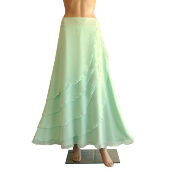 Light green top chiffon maxi skirt