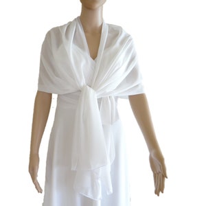 White Long Scarf. White Wrap Scarf. Soft Chiffon Scarf. White Chiffon Shawl. image 3