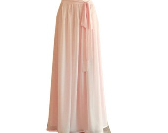 Blush Pink Bridesmaid Skirt. Blush Pink Maxi Skirt. Long Evening Skirt.  Chiffon Floor Length Skirt.