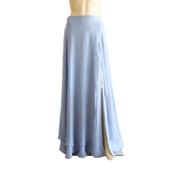 Dusty Blue Bridesmaid Skirt. Long Skirt With Slit. Dusty Blue | Etsy