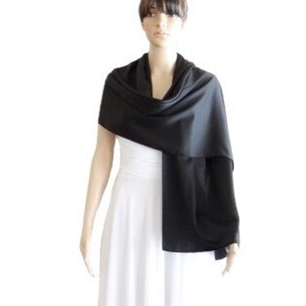 Black Silk Shawl. Soft Silk Wrap Scarf. Black Long Scarf.