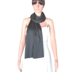 Dark Grey Silk Shawl. Soft Silk Wrap Scarf. Dark Grey Long Scarf.