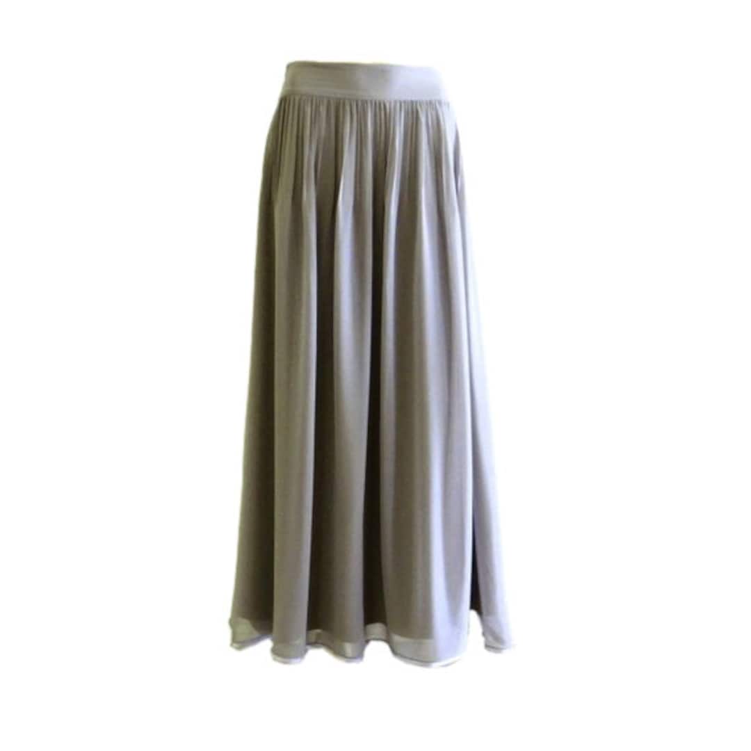 Grey Bridesmaid Skirt. Grey Maxi Skirt. Long Evening Skirt. Chiffon ...