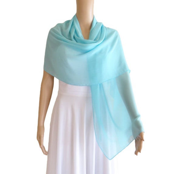 Baby Blue Long Scarf. Baby Blue Wrap Scarf. Soft Chiffon Scarf. Baby Blue Chiffon Shawl
