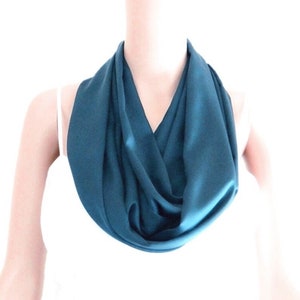Light Teal Blue Infinity Scarf. Light Teal Blue Circle Scarf. Soft Silk Loop Scarf. Fashion Scarf.