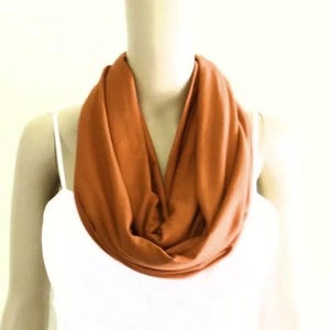 Burnt Orange Infinity Scarf. Burnt Orange Circle Scarf. Soft Cotton Scarf.
