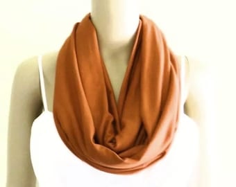 Burnt Orange Infinity Scarf. Burnt Orange Circle Scarf. Soft Cotton Scarf.