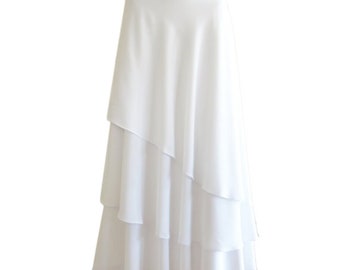 White Maxi Skirt. White Long Evening Skirt. Long Bridesmaid Skirt. Chiffon Floor Length Skirt.
