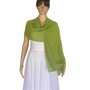 Pale Olive Green Wrap Scarf. Pale Olive Green Chiffon Shawl. Soft Chiffon Scarf. Fashion Long Scarf.