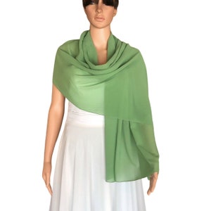 Dark Sage Green Long Scarf. Dark Sage Green Wrap Scarf. Chiffon Scarf. Soft Shawl.