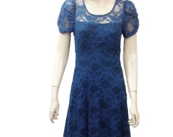 Navy Blue Bridesmaid Dress. Knee Length Dress. Navy Blue Evening Dress. Dress With Sleeves.