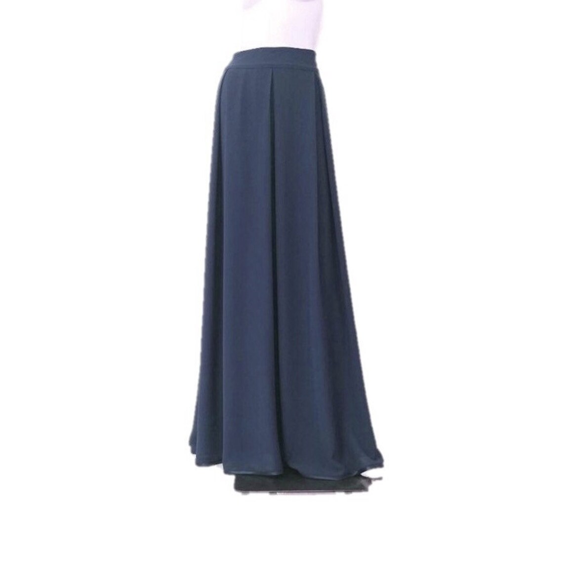 Riviera Maxi Skirt in Navy with Blue Floral Linen Blend main image 1