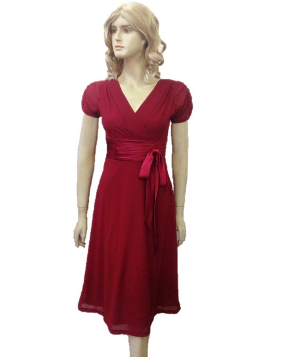 knee length burgundy bridesmaid dresses
