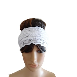 White Lace Headband. White Head Wrap