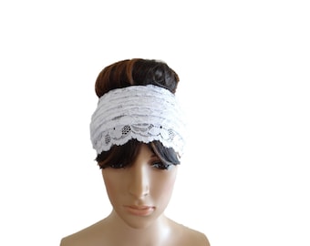 Witte kant hoofdband. Witte kop wrap