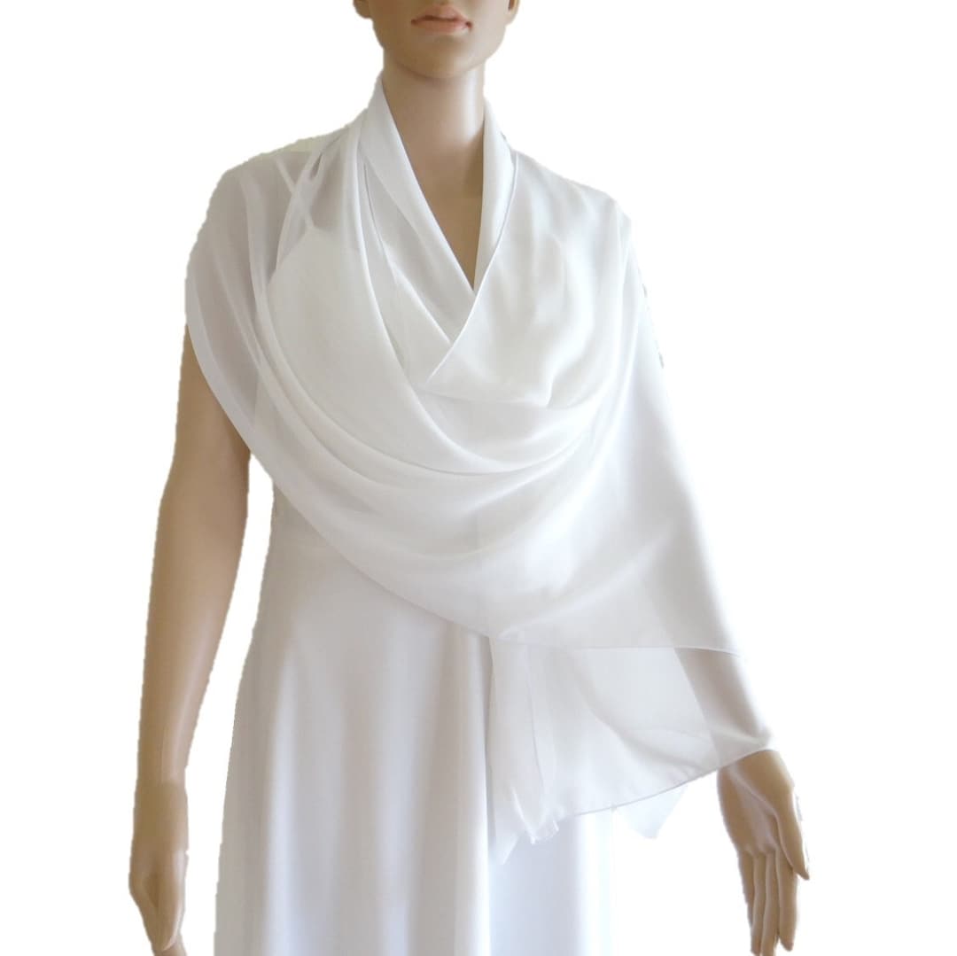 White Wrap Scarf . White Long Scarf. Soft Chiffon Scarf. White - Etsy