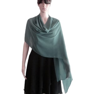 Viridian Long Scarf. Viridian Wrap Scarf. Chiffon Scarf. Viridian Chiffon Shawl.