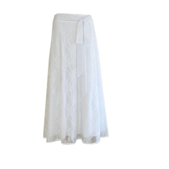 Falda Maxi de encaje blanco. Falda de Falda de - Etsy España