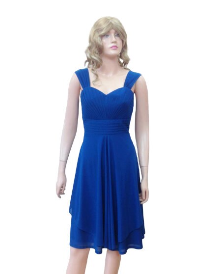 Bridesmaid Dress Knee Length Royal Blue