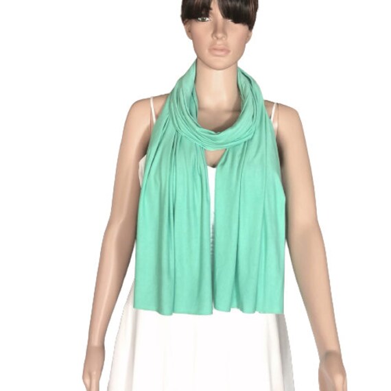 ストール WRAP / SCARF / COTTON GREEN FITS ALL Dark Mint Green Wrap Scarf. Cotton Spandex Long Scarf. Dark Mint