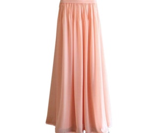 Light Pink Bridesmaid Skirt. Chiffon Floor Length Skirt. Light Pink Maxi Skirt. Long Evening Skirt.