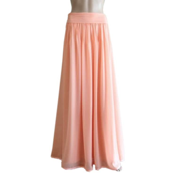 Light Pink Bridesmaid Skirt. Chiffon Floor Length Skirt. Light Pink Maxi Skirt. Long Evening Skirt. image 1