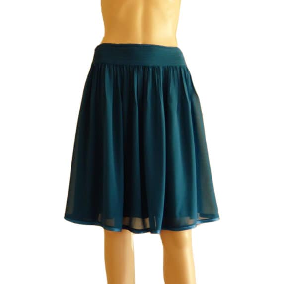 Teal Blue Bridesmaid Knee Length Chiffon Short Skirt