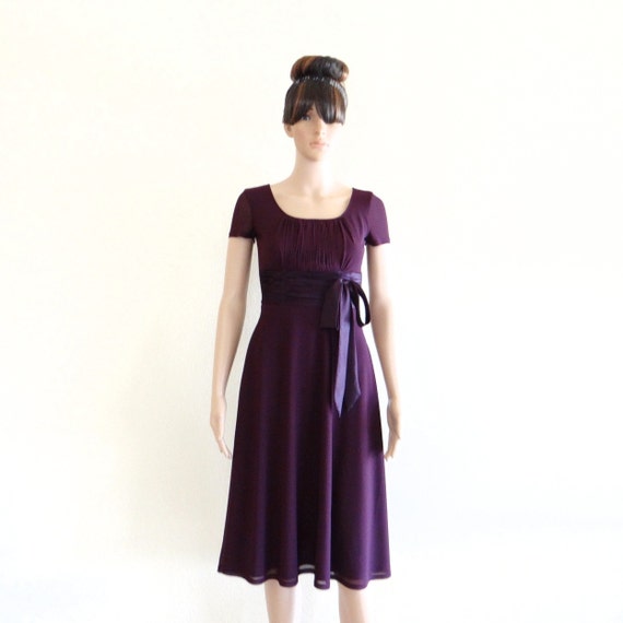 Purple Bridesmaid Dress. Cap Sleeves Dress. Knee Length Dress. | Etsy