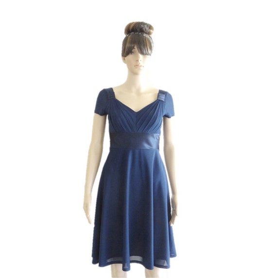 Women Dress, Blue Dress, Circle Dress, Knee Length Dress, Women