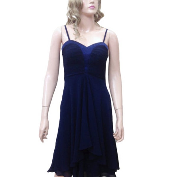 Navy Blue Bridesmaid Dress. Chiffon Dress. Evening Dress