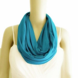 Sky Blue Circle Scarf. Soft Cotton Spandex Infinity Scarf.