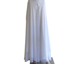 White Maxi Skirt. Long Bridesmaid Skirt. White Floor Length Skirt. Chiffon Evening Skirt.