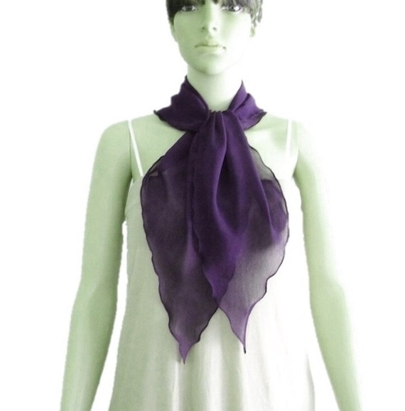 Dark Purple Neck Scarf. Dark Purple Bow Tie Scarf.Soft Chiffon Scarf.