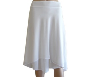 White Bridesmaid Skirt. Knee Length Skirt. White Evening Skirt. Stretch Short Skirt.