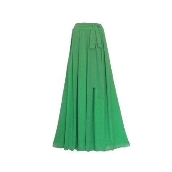 Maxi falda verde. Falda larga de dama verde. Falda - Etsy México