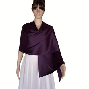Dark Purple Silk Shawl. Soft Silk Wrap Scarf. Dark Purple Long Scarf.
