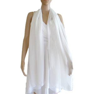 White Wrap Scarf . White Long Scarf. Soft Chiffon Scarf. White Shawl. image 5