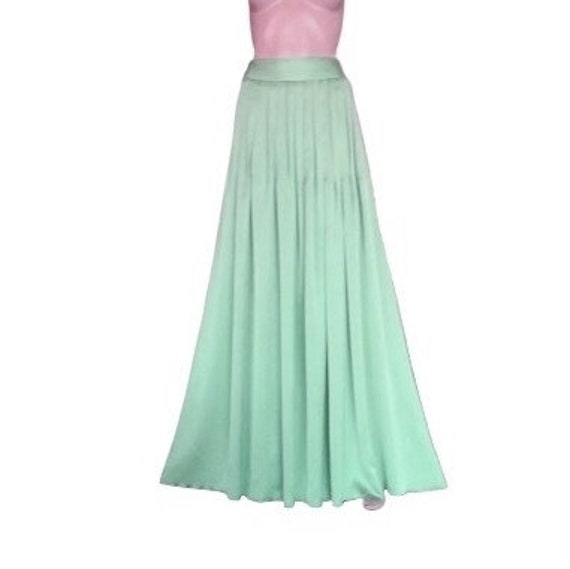 Sage Green Maxi Skirt. Silk Floor Length Skirt. Sage Green