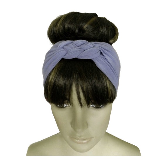 Steel Blue Braided Cotton Spandex Hair Wrap