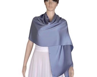 Dusty Blue Silk Shawl. Soft Silk Scarf. Dusty Blue Long Scarf. - Etsy