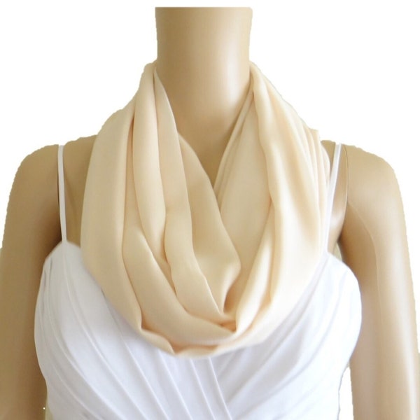 Ivory Infinity Scarf. Ivory Circle Scarf. Fashion Scarf. Chiffon Scarf.