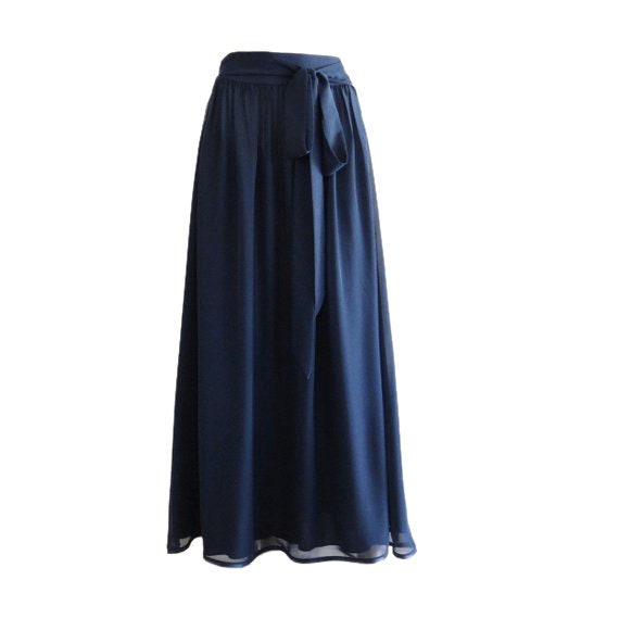 Long navy blue formal skirt top
