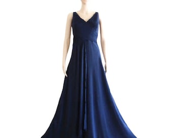 Navy Blue Prom Dress.Navy Blue Maxi Dress