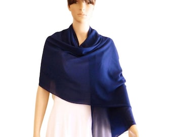 Blue Long Scarf. Blue Wrap Scarf. Long Chiffon Scarf. Soft Blue Shawl.